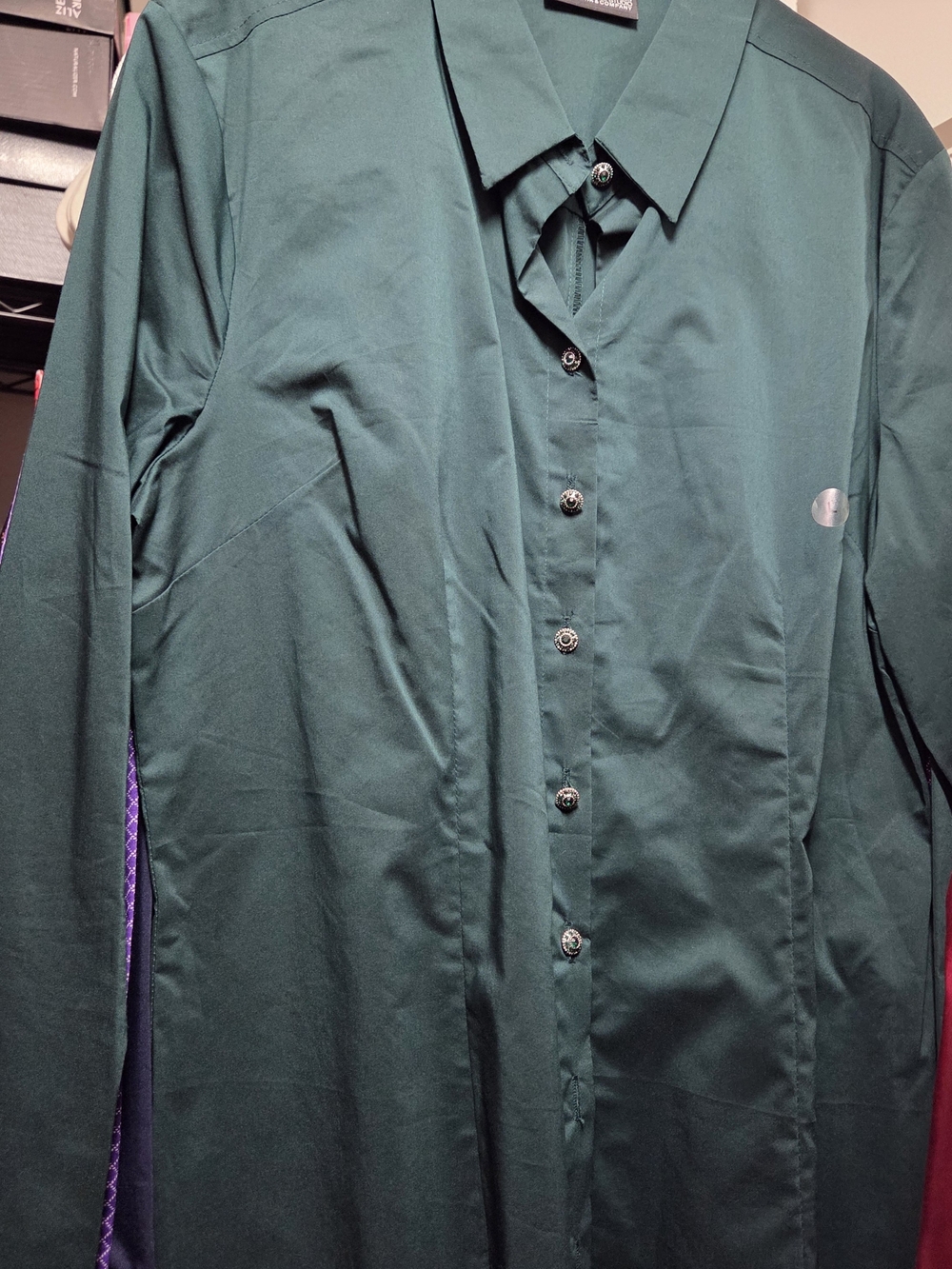 New York & Co. Dark Green Button-Up Shirt